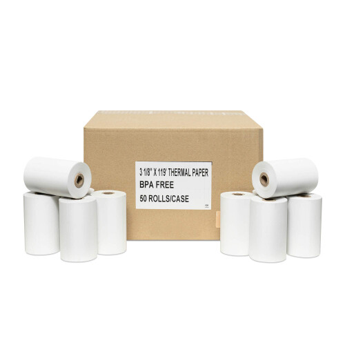 50 Ρολά 3 1/8" x 119' Θερμικό Χαρτί Ταμειακής Μηχανής First Data FD100 FD200 FD300