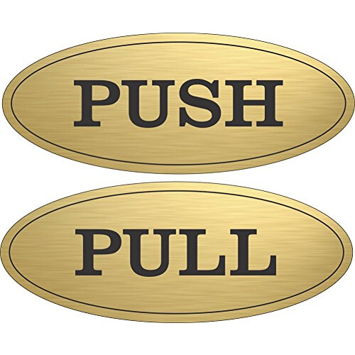Semn oval pentru u?a Push Pull (aur periat)