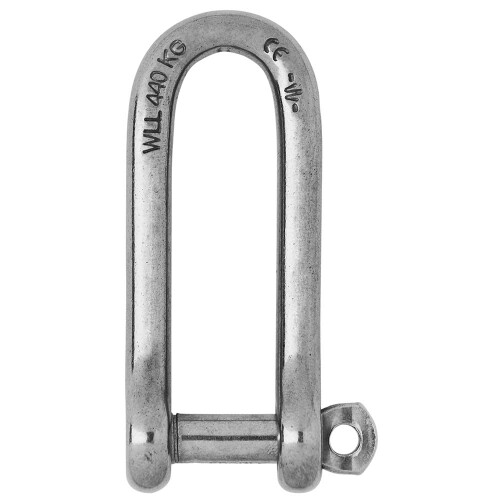 Stainless Steel Captive Pin Long  D  Shackle - Size: 3/16