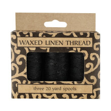 Lineco gewachstes echtes Leinengarn, 20 Yards, Packung mit 3 Spulen: Schwarz (BBHM209) LIN-BBHM209