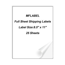 MFLABEL Etiquetas adhesivas de hoja completa, etiquetas de direccin, papel de etiquetas blanco mate, etiquetas de envo de 8-1/2"" x 11"" para imp