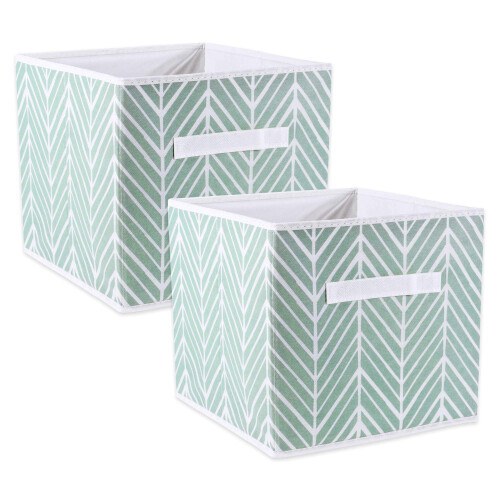 DII Non Woven Storage Collection Polyester Herringbone Bin Small Set of 2 Mint 2 Piece