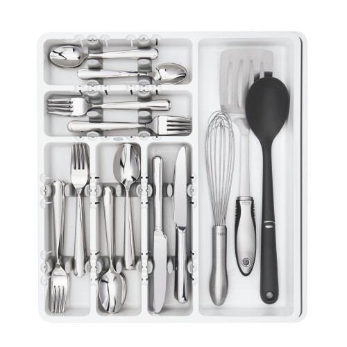 OXO OXO Organisator de gafta Plastic uitschuifbare lade-organizer 15,5 in wit 2