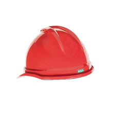 Roter MSA-Schutzhelm im Kappenstil aus Polyethylen mit 6-Punkt-Ratschenaufhngung