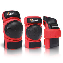 JBM International Adult / Child Kne Pads Elbow Pads Wrist Guards 3 In 1 Protective Gear Set Red Youth / Child