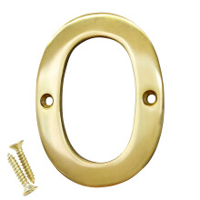 RCH-Hardware 2270PB075 | Massives Messing, 7,6 cm hoch, Hausnummer 0, poliertes Messing, glnzendes Gold, passende Schrauben im Lieferumfang enthalte