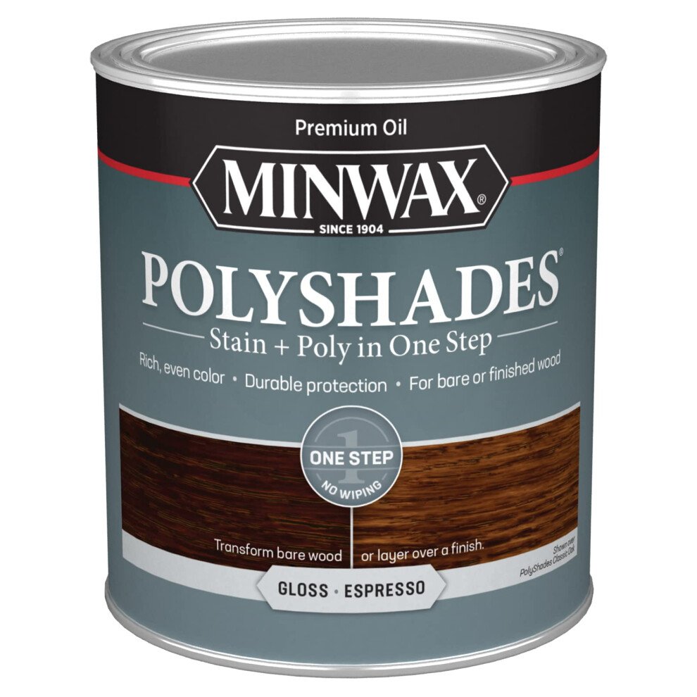 Minwax PolyShades Wood Stain  Polyurethane Finish - Quart  Espresso  gloss