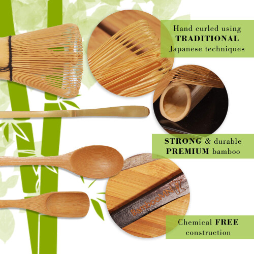 Σετ Μπολ Matcha BambooMN (Μπολ, Στήριγμα, Χτυπητήρι, Chasaku & Κουτάλι) 1 Σετ Πράσινο 2