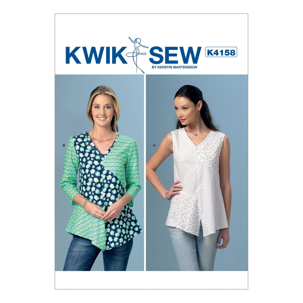 KWIK-SEW Wzory K4158 Kontrastowe Bluzki Misses Z Dekoltem W KształCie Litery V-image