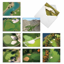 The Best Card Company Set cu 10 cartona?e de mul?umire asortate 4 x 5,12 inci cu plicuri (10 modele, cte 1 fiecare) Car?i de golf M6458TYG