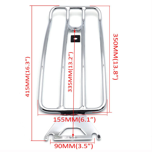 Suporte Traseiro em Aço Cromado 14"x6" Compatível com Harley Davidson FLHT FLHX FLTR 1
