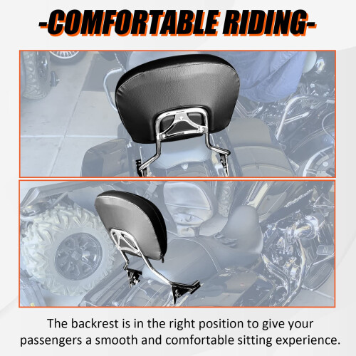 Detachable Sissy Bar with Backrest Pad Chrome Compatible with 2009202 2