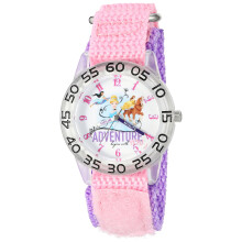 Kwarcowy zegarek kwarcowy z tworzywa sztucznego i nylonu dla dziewczynki Disney „Kopciuszek” Kolor: różowy (Model: W002953)