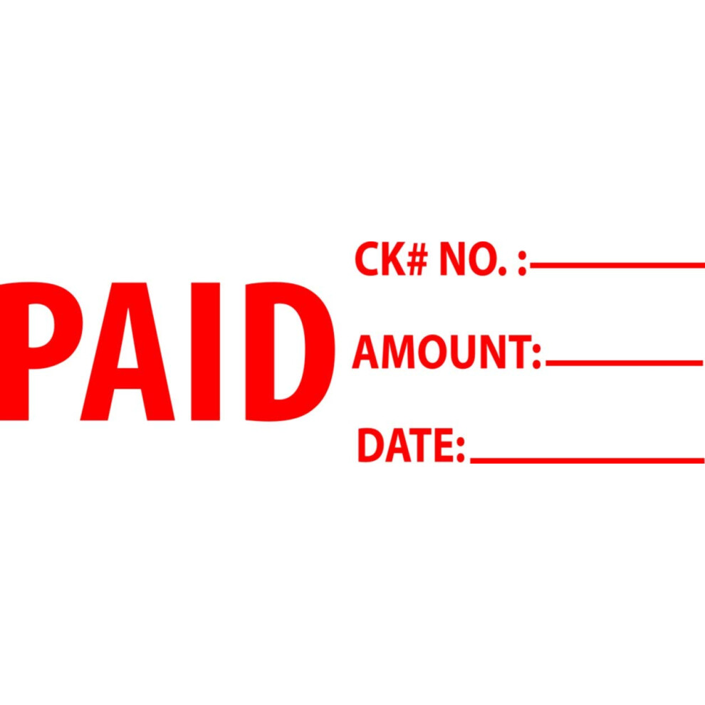 Betaalde Cheque Geen Bedrag Datum Met 3 Regels 4915-Zelfinktende Rubberen Stempel Rode Inkt-image
