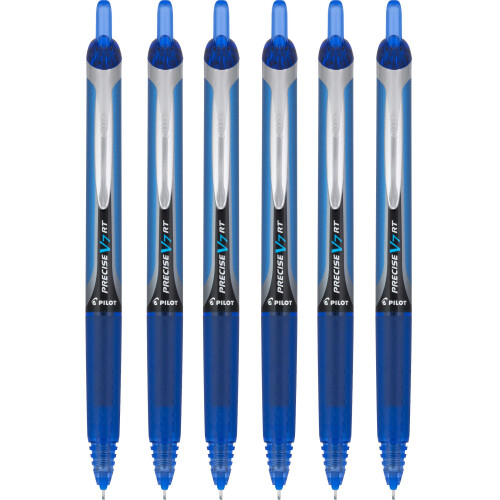 Pilot Precise V7 RT Retractable Rolling Ball Pens  Fine Point  Blue Ink  6 Pack