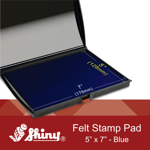 Shiny-AS-0940202 Μεγάλη Σφραγίδα, Βαμβακερή, Πλαστική Θήκη, S4, 5" x 7", Μπλε Μελάνι 1