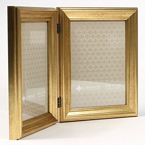 Lawrence Frames 5x7 Hinged Double Sutter Burnished Gold Picture Frame 1