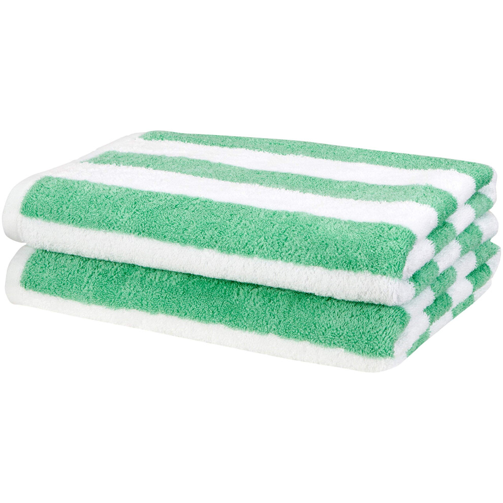 Amazon Basics cabana Stripe Beach Towel - 2-Pack  green