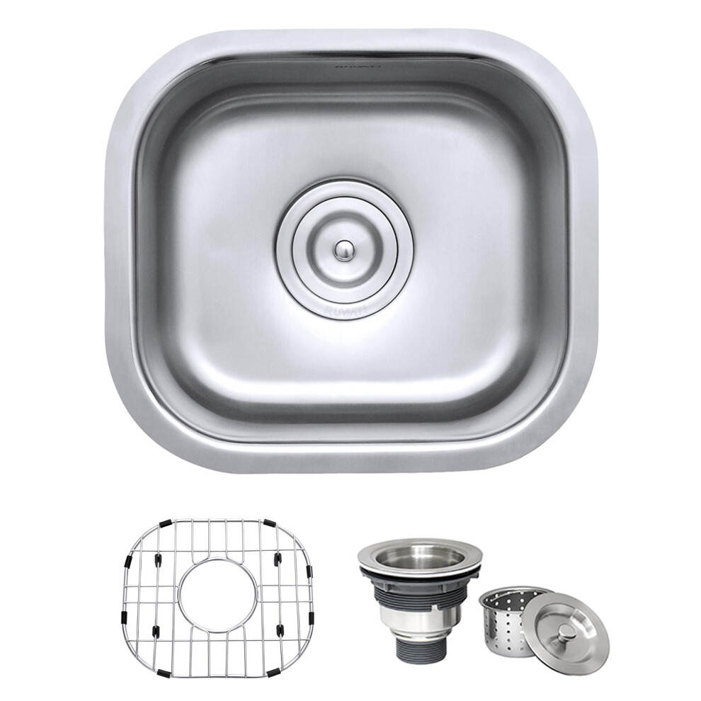Photos - Kitchen Sink Ruvati RVM4136 Undermount 16 Gauge 13 by 15 Bar Prep Sink Stainless Steel