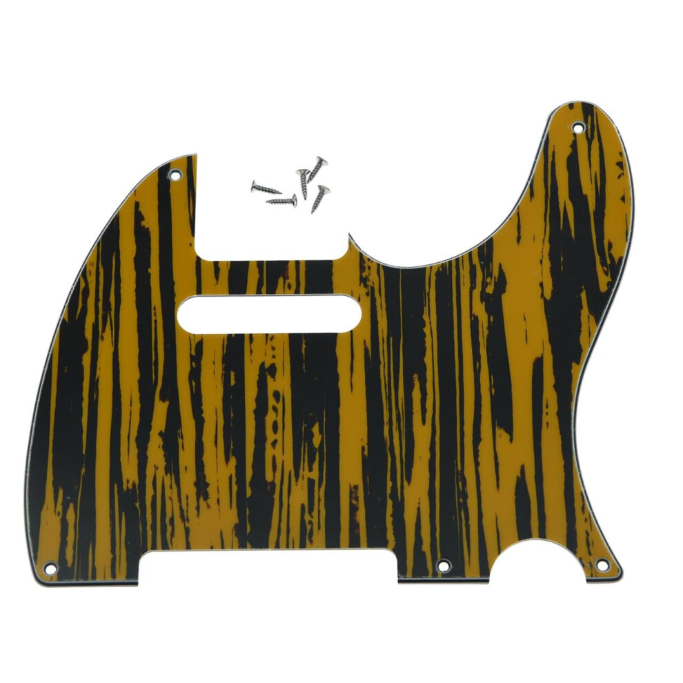 Kaish Battipenna A 5 Fori American Vintage Tl Per Chitarra Tele Piastra Antigraffio Per Tele/Telecaster Nero Giallo Vimini-image