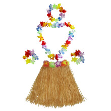 40 cm Performance gr?s nederdel med blomster armb?nd pandeb?nd halsk?de Hula s?t guld