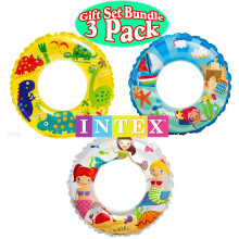 Intex Ocean Reef Transparent Swim Rings Dinosaurs Mermaid Andbeach Gift Set Bundle-3 Pack