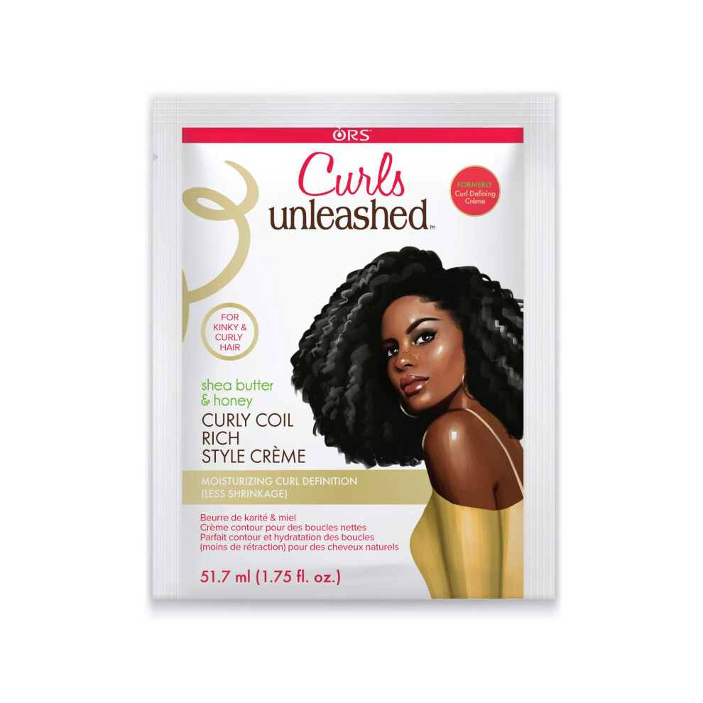 Curls Unleashed Shea Butter And Honey Curly Coil Rich Style Creme 1.75 Ounce Travel Packet Pack Of 2