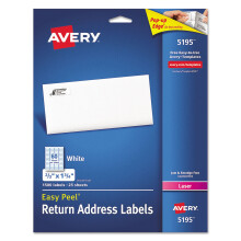 Etiquetas l   ser Avery 5195 para env   o postal, 2/3 pulgadas x 1-3/4 pulgadas, 1500/caja, color blanco