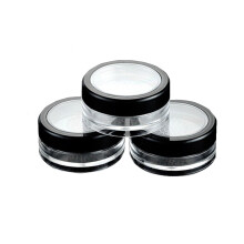 6 stuks 10g 10ml lege plastic doorzichtige make-up pot cosmetische cr?e gezichtspoeder blusher foundation container potten met zeef en zwart omrande