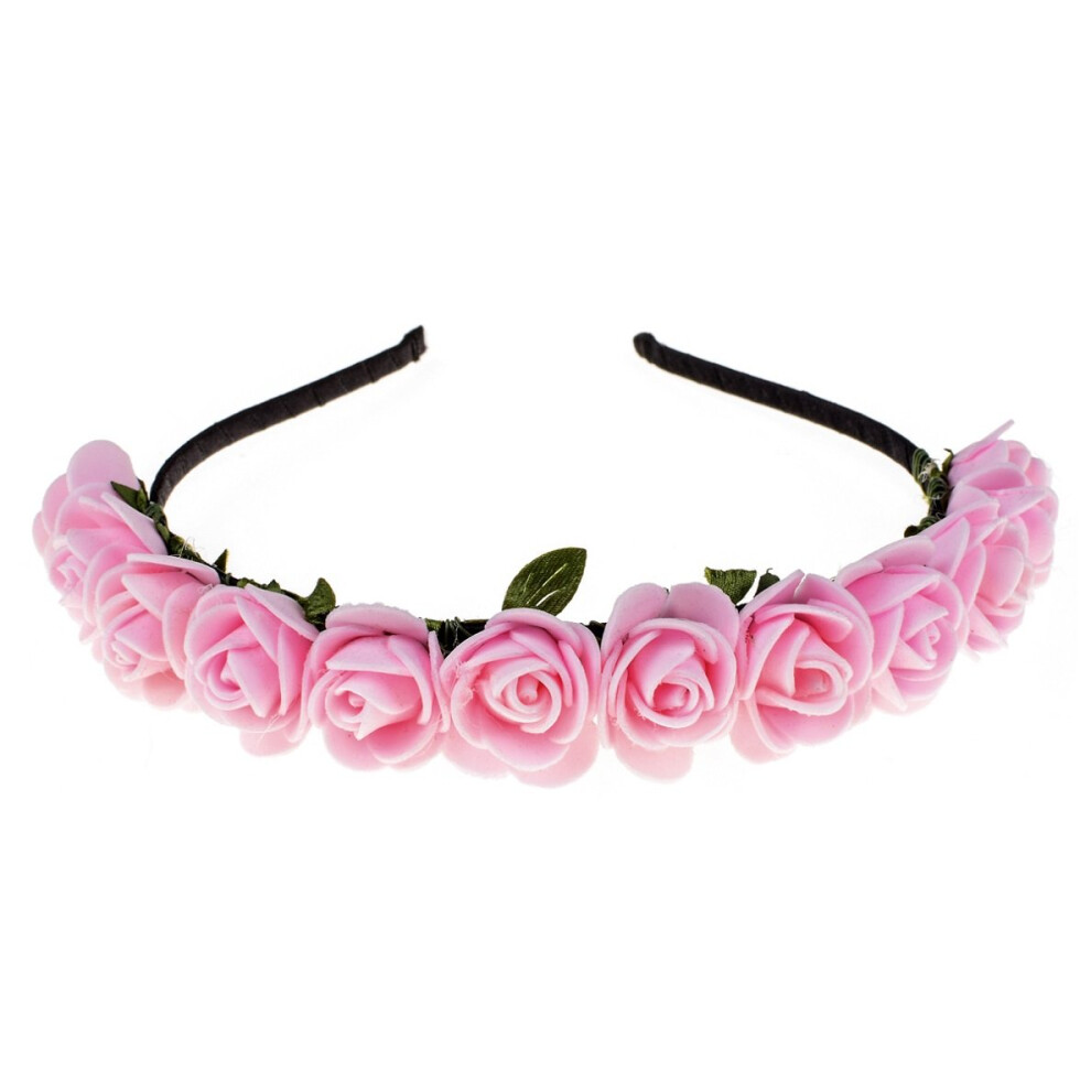 Love Sweety Boho Corona Floreale Con Fiori Di Rosa Fascia Per Capelli (Rosa)-image