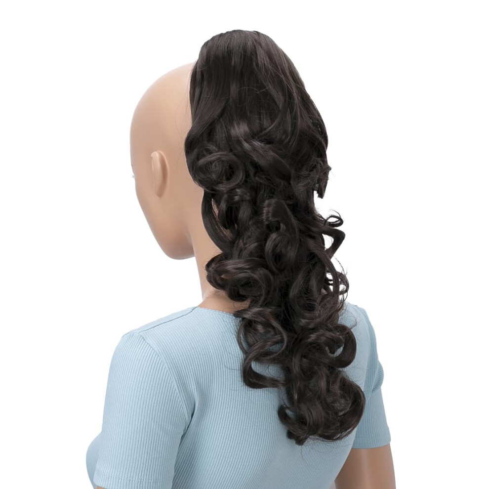 Caisha Unisex Brown 16"" Hairpiece Ponytail Clip On Extension Voluminous Wavy H203