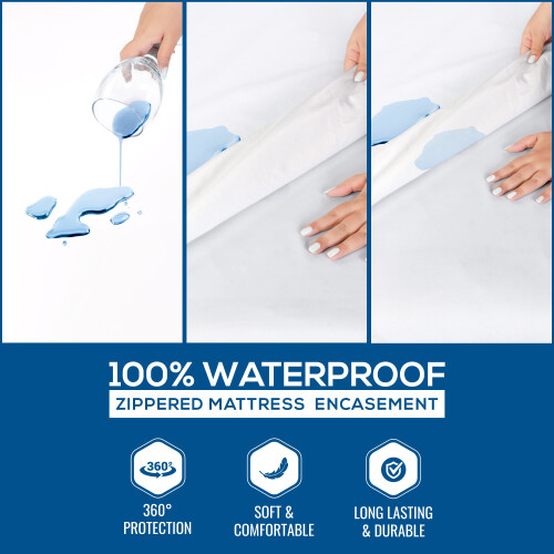 Utopia Bedding Premium com zper revestimento de colcho (cabe em colcho king de 12 polegadas) - Protetor de colcho  prova d'gua e  prova de 2
