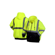 Pyramex Segurança RSZH3210X2 RSZH32 Sweatshirts Hi-Vis Lima com Zíper e Fundo Preto - Tamanho 2X Grande, Verde