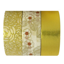 AllyDrew Gold Bloom Washi Masking Tape (Sæt på 3) 10m L x 15mm W W