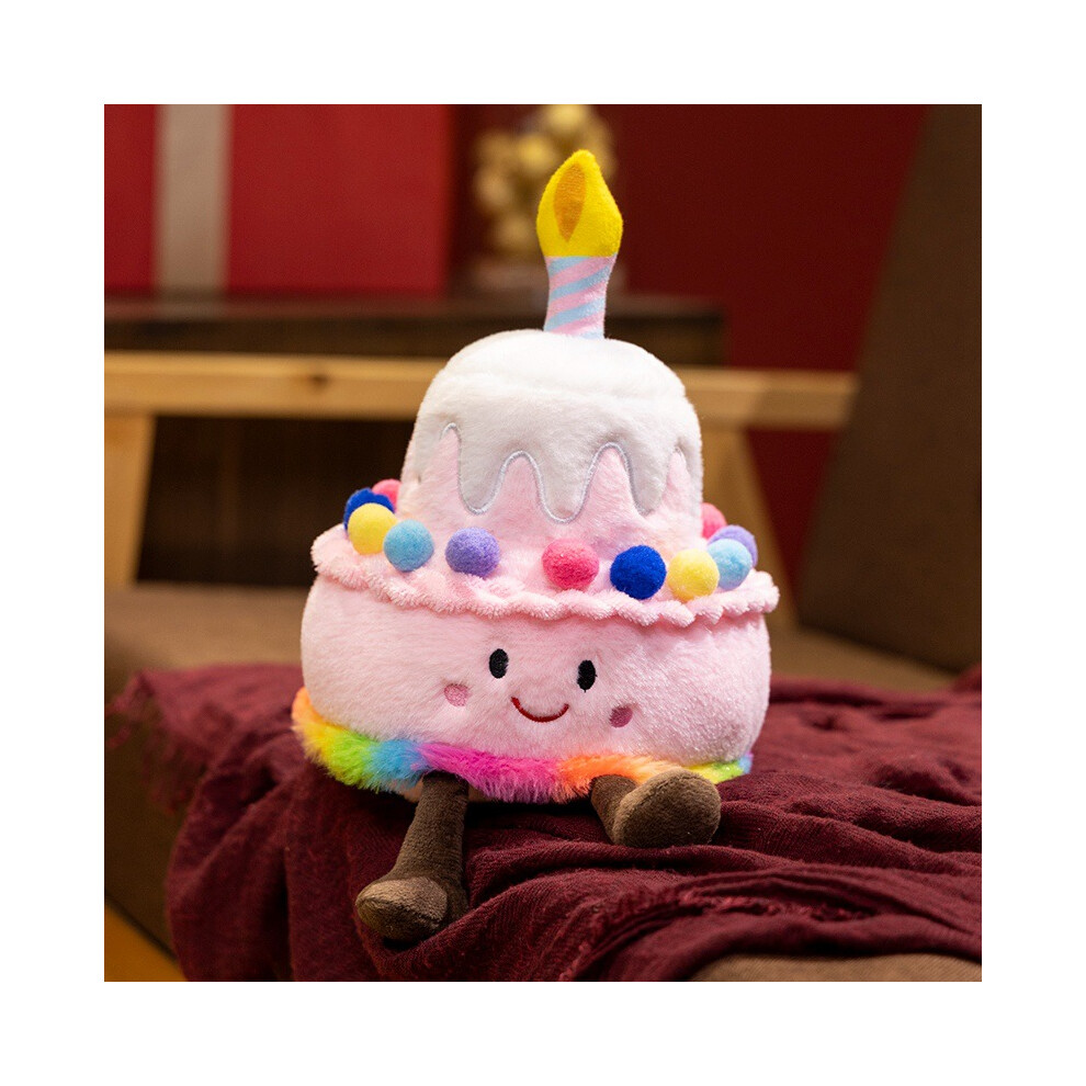 (Rainbow, With Music) Cake Singing Birthday Musical Plush Toy Cute Stuffed Animal Doll Gift Birthday
