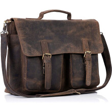 KomalC 16 Inch Leather briefcase Laptop Messenger Bags for Men and Wom