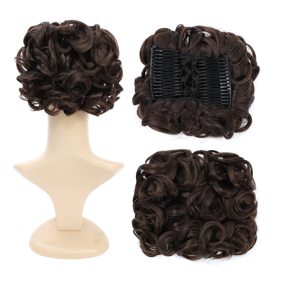 Swacc Short Messy Curly Dish Hair Bun Extension Easy Stretch Hair Comb