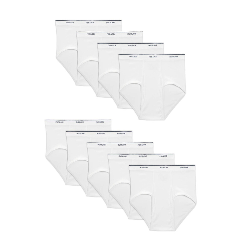 Lot de 9 slips en coton sans    tiquette pour homme Fruit of the Loom - Blanc Medium