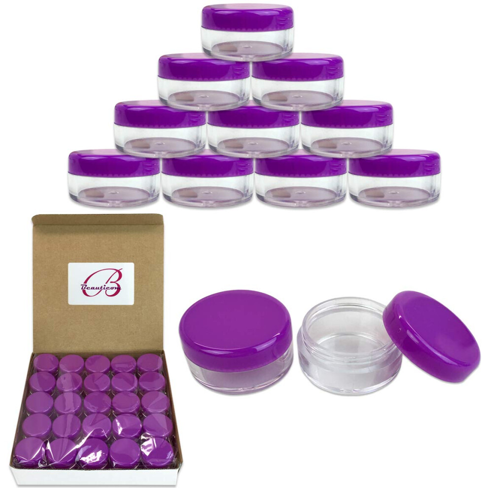 Beauticom 50 Empty 5 Grams Acrylic Clear Round Jars - Bpa Free Containers For Co
