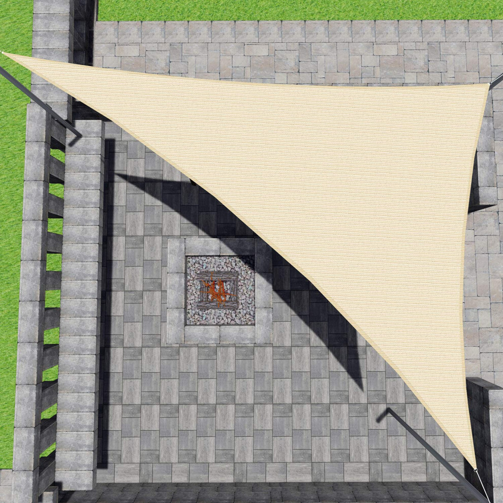 Patio Paradise 13' X 13' X 18,4' Beige Tenda Da Sole A Vela Triangolare Rettangolare Tenda Da Sole Resistente Telo Di Copertura Tessuto Anti-Luce-image