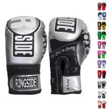 Ringside Apex Bag Gloves IMF-Tech synthetische Boxhandschuhe mit sicherer Handgelenksttze, ideal fr Mnner und Frauen, Silber und Schwarz, S/M