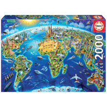 Educa 2000 Wereldori ntatiepunten Wereldbolpuzzel