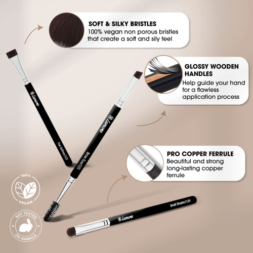 Eyebrow Brush - Duo Eye Brow Spoolie - Angled Eyeshadow Eyeliner - Pre 2