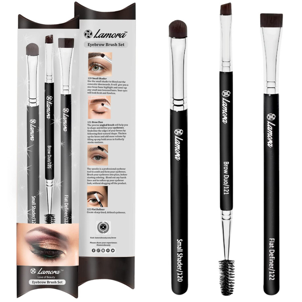 Lamora Eyebrow Brush - Duo Eye Brow Spoolie - Angled Eyeshadow Eyeliner - Pre