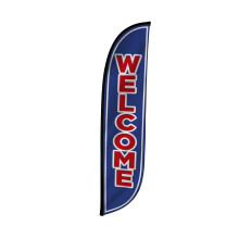 Lookourway Feather Flag - 12ft h?jt reklameflag banner til forretnings- og begivenhedsfremme - Flag kun - Welcome Blue (10m1200031)
