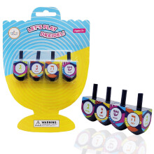 Dreidels in legno multicolore dipinti a mano della Dreidel Company, gioco di Hanukkah, Let's Play Dreidel (confezione da 4)