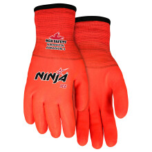 MCR Safety Ninja Ice N9690FCOL Warnschutz-Arbeitshandschuhe, 15 Gauge, Hi-Vis-Orange-Nylonhlle, 7 Gauge, isoliertes Frotteefutter, HPT-Vollmantel, G