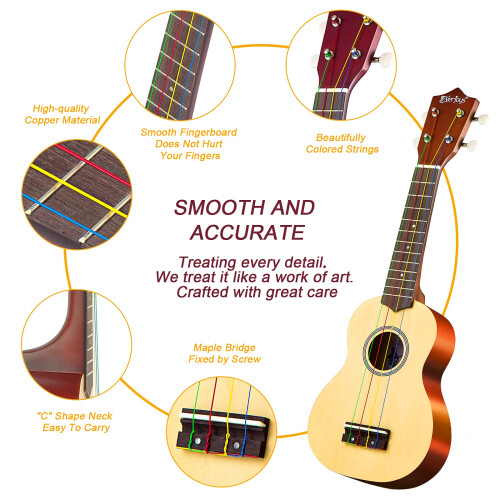 Everjoys Soprano Ukulele Beginner Pack-21 Inch w/Free Online Lesson Gi 2