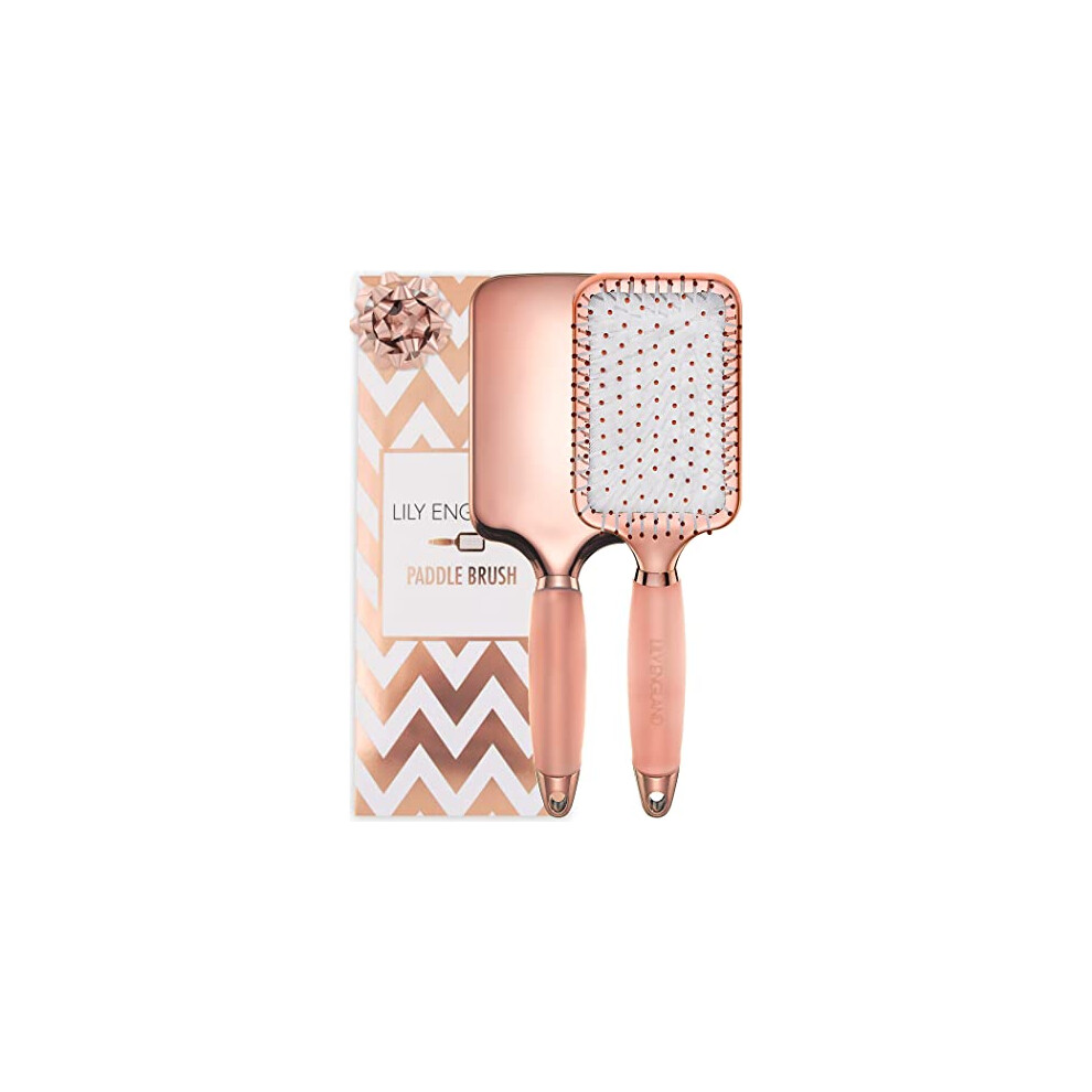 Lily England Gold Paddle Brush For Detangling Blowdrying And Straightening - Professional Large Hair Brush All Hair Types Rose Hairbrush For Women By Lily Englan
