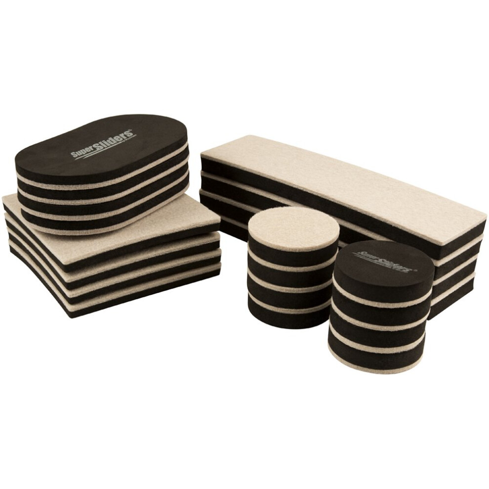 Super Sliders Assorted Reusable Felt Furniture Sliders For Hard Surfaces Beige (20 Pack) 074523471258